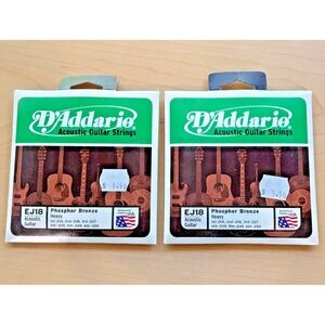Lot Of 2 D'Addario EJ18 Acoustic Guitar Strings Heavy Phosphor Bronze USA